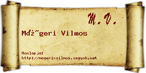 Mágeri Vilmos névjegykártya